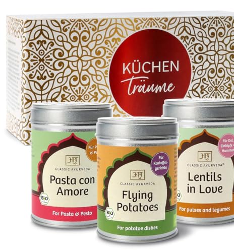 Classic Ayurveda - Bio Happy Body & Mind Trio No. 1-2 x 80 g, 1 x 120 g - Die perfekte Geschenkbox für Gewürzliebhaber von Classic Ayurveda