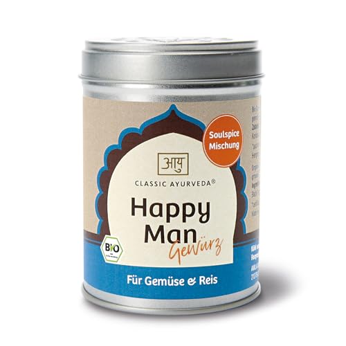 Classic Ayurveda - Bio Happy Man Gewürzmischung - 80 g - Gute-Laune-Mischung für leckere Gemüse- und Reisgerichte von Classic Ayurveda
