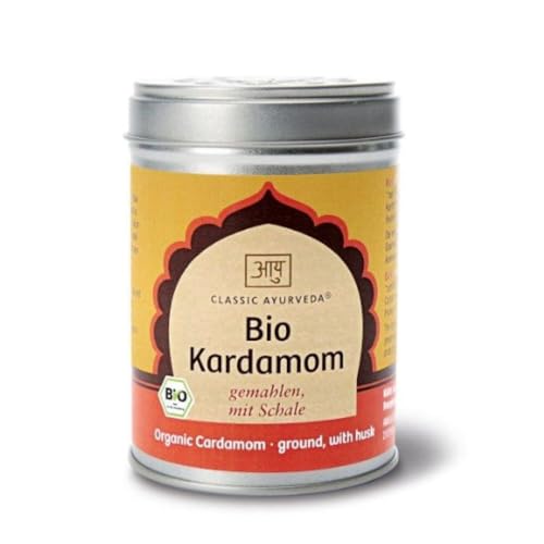 Classic Ayurveda Bio Kardamom gemahlen mit Schale – 100% naturbelassenes Gewürz aus kontrolliert biologischem Anbau – Aromatisch, vegan & vielseitig einsetzbar - 90 g von Classic Ayurveda