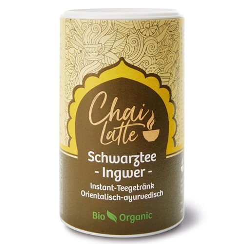 Classic Ayurveda - Chai Latte Schwarztee - Ingwer - 220 g - Instant-Getränkepulver zum Anrühren - Bio zertifiziert von Classic Ayurveda