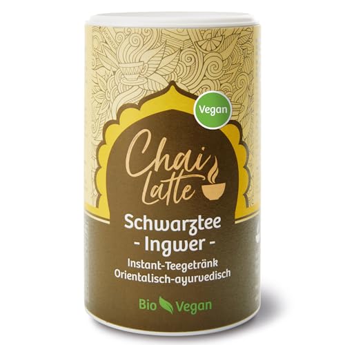 Classic Ayurveda - Chai Latte Schwarztee - Ingwer Vegan - 220 g - Instant-Getränkepulver zum Anrühren - Bio zertifiziert von Classic Ayurveda