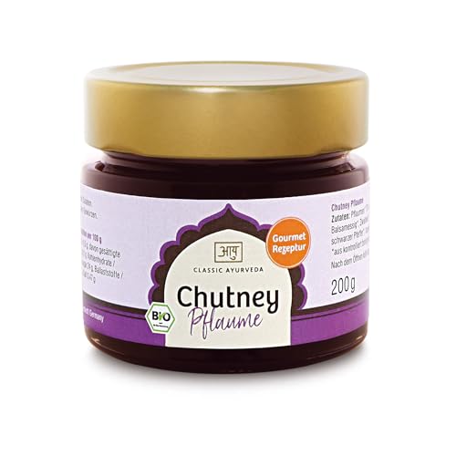 Classic Ayurveda - Bio Chutney Pflaume - 200 g - Frisch, fruchtig, aus feinsten Bio-Zutaten, ideal für Reis-, Gemüse- und Currygerichte von Classic Ayurveda