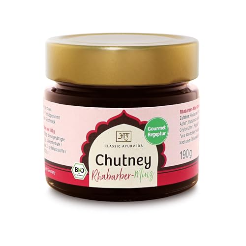 Classic Ayurveda - Chutney Rhabarber-Minz - 190 g - Frisch-fruchtig exotische Geschmack - Bio zertifiziert von Classic Ayurveda