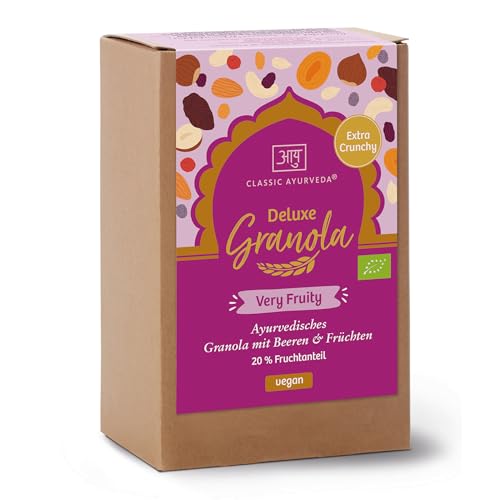 Classic Ayurveda – Bio Deluxe Granola Very Fruity – 320 g – Ayurvedisches Granola mit Beeren & Früchten und 20% Fruchtanteil von Classic Ayurveda