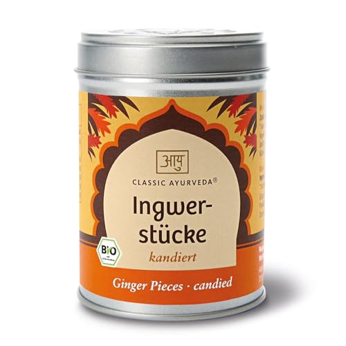 Classic Ayurveda - Bio Ingwerstücke - 120 g - Süß-scharfe kandierte Ingwerstücke zum Naschen von Classic Ayurveda