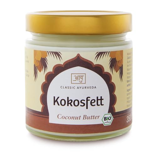 Classic Ayurveda - Bio Kokosfett - 350 ml - Hitzebeständig und geschmacksneutral, perfekt für die Küche zum Backen, Braten und Frittieren von Classic Ayurveda