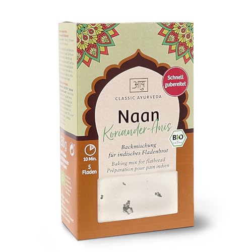 Classic Ayurveda - Bio Naan Koriander-Anis - 250 g - Backmischung für indisches Fladenbrot mit Koriander und Anis verfeinert von Classic Ayurveda