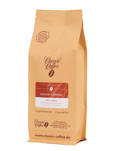 Aromatisierter Kaffee - Spanish Caramel - 1000g - Ganze Bohne von Classic Caffee