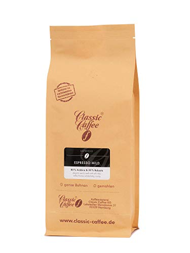 Espresso mild / helle Bohne - 1000g - Gemahlen von Classic Caffee