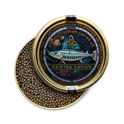 Classic Caspian Caviar Osietra, Ein Luxus Lebensmittel für Feinschmecker, Perfektion im Geschmack mit einzigartigem Korn (100, Gramm) von Classic Caspian Caviar UG
