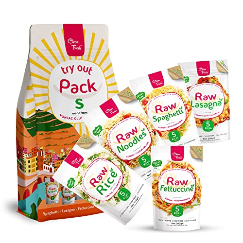 CleanFoods ProbierPaket mit Alle Konjak-Pastavarianten | Endlos Variieren | 2x Noodles, 2x Spaghetti, 2x Reis, 1x Lasagne, 1x Fettuccine von Clean Foods