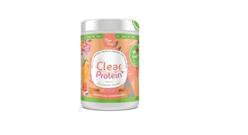 CleanFoods 70 Kalorien Clear Protein Drink l Tropischer Limonade l 500 g l Vegan l Glutenfrei l 69,6 kcal, 16,8g Eiweiß, 0g Kohlenhydrate/Drink l Mit Vitaminen und Mineralstoffen l Clear Eiweißgetränk von Clean Foods