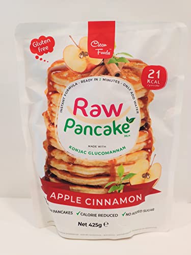 Cleanfoods 21 Kalorien Pfannkuchen l Pancake Apfel-Zimt Geschmack l 425g = 32 Pfannkuchen l 21 Kalorien pro Pancake l Konjak/Konjac Glucomannan l Zubereitung in 2 Minuten von Clean Foods