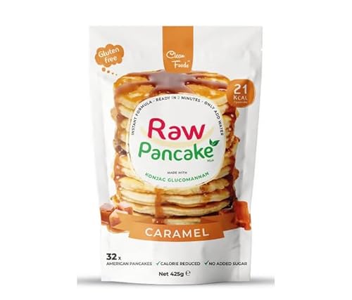 CleanFoods Pfannkuchen raw pancake Karamell 425g Packung I Konjac Glucomannan I nur 45 Kalorien pro 100g I Zubereitung in 2 Minuten von Cleanfoods