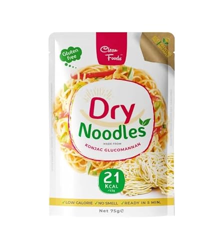 CleanFoods Dry Noodles 75g Packung I Konjac Glucomannan I geruchsfrei I vegan glutenfrei fettfrei I nur 21 Kalorien je 25g I in 5 Minuten fertig (3) von Clean Foods