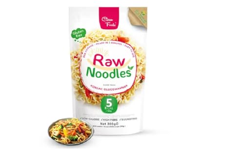 CleanFoods Raw Noodles 200g Packung I Konjac Glucomannan l vegan glutenfrei fettfrei zuckerfrei I nur 5 Kalorien je 100g (3) von Clean Foods