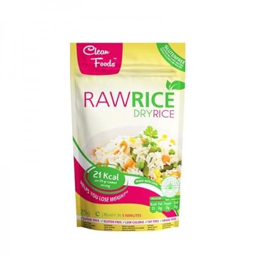 CleanFoods 21 kalorien getrockneter konjak Reis I 75g I konjac shirataki glucomannan I geruchsfrei l vegan I gluten und fettfrei I in 5 Min fertig von Clean Foods