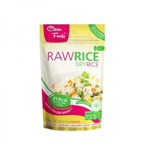 CleanFoods Rohreis Dry Rice 75g Packung I Konjac Glucomannan I vegan glutenfrei fettfrei I nur 21 Kalorien je 25g I in 5 Minuten fertig (5) von Clean Foods