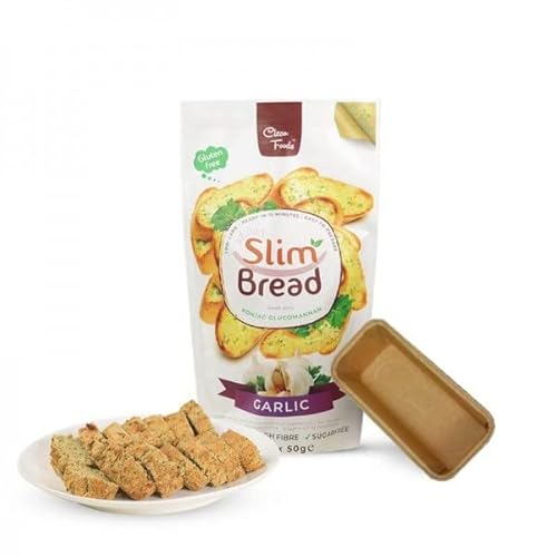 CleanFoods 87 Kalorien Knoblauch Brotmischung zum Backen I 10 x 50g (10 x Brot) I nur 87 Kalorien/14g Ballaststoffe je gebackenem Brot I Zubereitung in 15 Minuten von Clean Foods