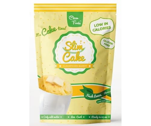 CleanFoods SlimCake Tassenkuchen Fresh Lemon 5 x 50g I Konjac Glucomannan I nur 73 Kalorien je 100g Kuchen I frei von Gluten, Weizen und Zucker I in 60 Sekunden zubereitet von Cleanfoods