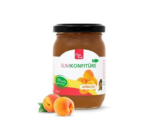 CleanFoods 6 Kalorie Konfitüre I Fruchtmarmelade l Aprikose l 235g I frei von Gentechnik und zugesetzdem Zucker I nur 5.9 Kcal/10 g l Vegan von Clean Foods
