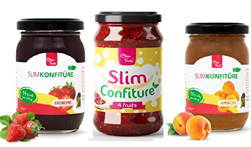 CleanFoods 6 Kalorie Konfitüre I Fruchtmarmelade Mix Paket 1 x Erdbeer 1 x Aprikose 1 x Waldfrüchte l 230-235g I frei von Gentechnik und zugesetzdem Zucker I nur 5.4-5,9 Kcal/10 g l Vegan CleanFoods 6 Kalorie Konfitüre I Fruchtmarmelade Mix Paket 1 x Erdbeer 1 x Aprikose 1 x Waldfrüchte l 230-235g I frei von Gentechnik und zugesetzdem Zucker I nur 5.4-5,9 Kcal/10 g l Vegan von Clean Foods