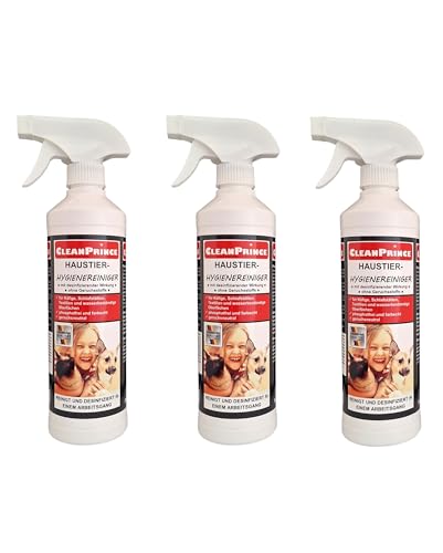 Haustier-Hygiene-Reiniger 3 x 500 ml | Desinfektion Käfige Transportboxen Katzentoilette Hasenstall Reinigungsspray Geruchsneutralisierer Haustier-Hygiene-Reiniger 3 x 500 ml | Desinfektion Käfige Transportboxen Katzentoilette Hasenstall Reinigungsspray Geruchsneutralisierer von CleanPrince