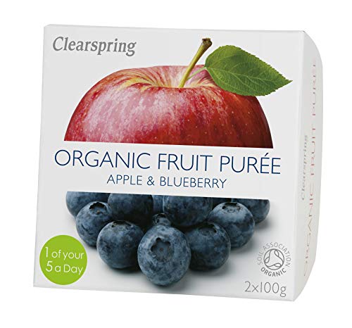 Clearspring Organic Apple and Blueberry Fruit Puree 2x100 g (Pack of 12) von Clearspring