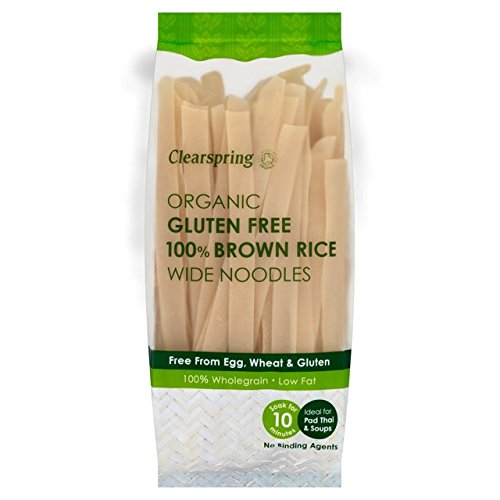 Clearspring - Organic Gluten Free 100% Brown Rice Wide Noodles - 200g (Case of 5) von Clearspring