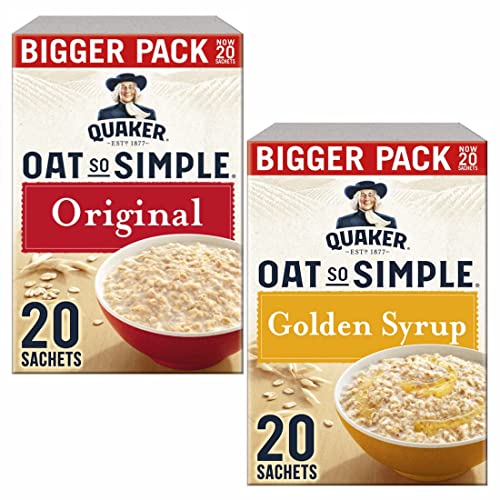 Cleverry Box Set mit Quaker Oat So Simple Porridge Oatmeal Original 20 Beutel x 27g und Golden Syrup 20 Beutel x 36g Haferflocken - Brei für eine einfaches Frühstück von Cleverry