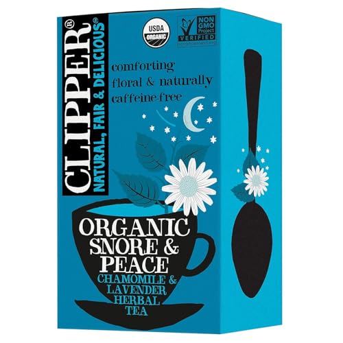 Clipper Snore & Peace 20 Teebeutel | ungebleicht, plastikfrei, pflanzliche & biologisch abbaubare Teebeutel | biologisch angebaute Kamille, Zitronenmelisse & Lavendel Clipper Snore & Peace 20 Teebeutel | ungebleicht, plastikfrei, pflanzliche & biologisch abbaubare Teebeutel | biologisch angebaute Kamille, Zitronenmelisse & Lavendel von Clipper