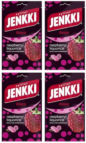 Cloetta Jenkki Xylitol Raspberry Kaugummi 4 Pack of 100g von Cloetta