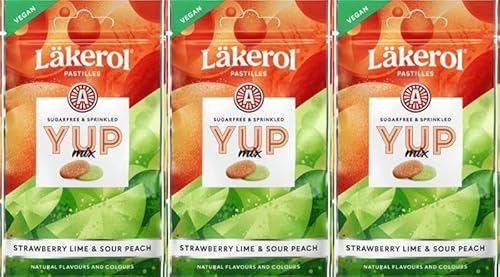 Cloetta Lakerol YUP Mix Strawberry Lime & Sour Peach Pastillen 3 Pack of 30g von Cloetta