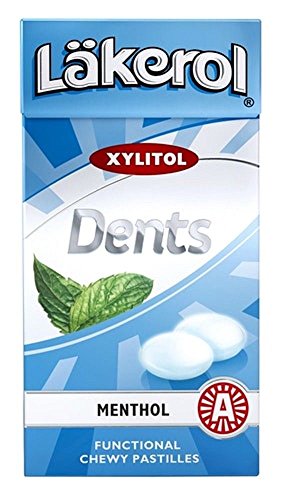 Läkerol Dents Menthol - Lakerol - Original Schwedisch Xylitol Kehle Zuckerfreier Pastillen Box 36g von Cloetta
