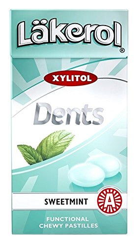 Läkerol Dents Sweetmint - Lakerol Süße Minze - Original Schwedisch Xylitol Kehle Zuckerfreier Pastillen Box 36g von Cloetta