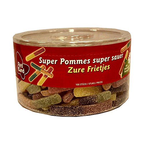 Red Band Fruchtgummi Zur Frietjes 100 Stck. Runddose (Super Pommes super sauer) von Cloetta