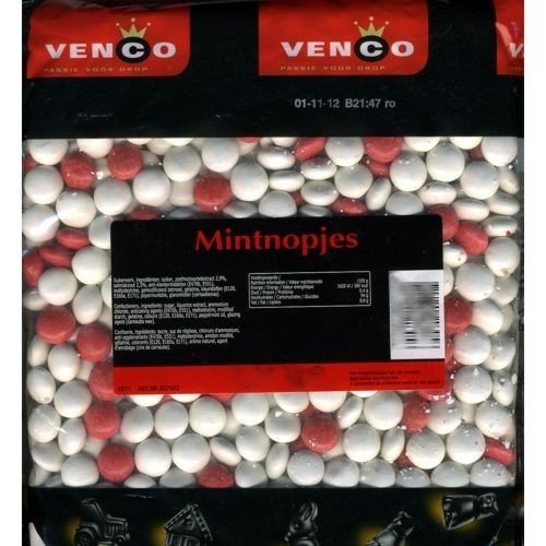 Venco Holland Lakritze 'Mintnopjes' 1kg Packung (Salmiak-Anis und Minze) von Cloetta