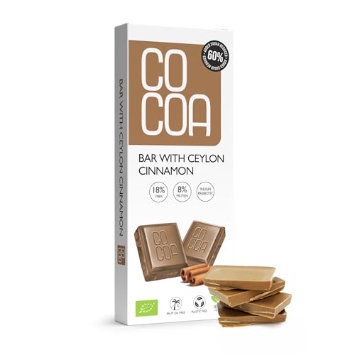 BIO weißer Zimtriegel 40g, 60% weniger Zucker, kohlenhydratarmer Snack mit Inulin-Probiotikum, Schokolade mit niedrigem Zuckergehalt, perfekt für eine kohlenhydratarme Ernährung BIO weißer Zimtriegel 40g, 60% weniger Zucker, kohlenhydratarmer Snack mit Inulin-Probiotikum, Schokolade mit niedrigem Zuckergehalt, perfekt für eine kohlenhydratarme Ernährung von Co coa