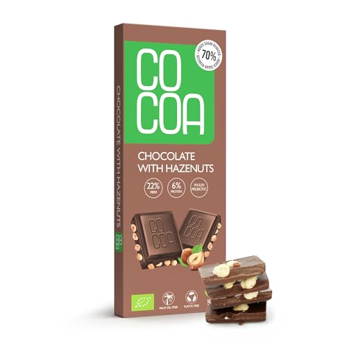 CO COA Schokolade ohne weißer Zucker mit Haselnüssen BIO 40g - 70% weniger kokoszucker, Low Carb Snack, Schokolade Geschenk, vegan, keto-freundlich, hoher Ballaststoffgehalt CO COA Schokolade ohne weißer Zucker mit Haselnüssen BIO 40g - 70% weniger kokoszucker, Low Carb Snack, Schokolade Geschenk, vegan, keto-freundlich, hoher Ballaststoffgehalt von Co coa