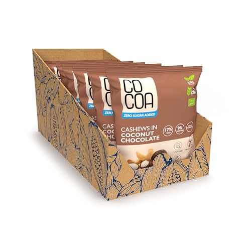 CO COA Cashewnüsse Low Carb Kokosschokolade BIO BOX 7x70g - Zuckerfreie Süssigkeiten & Heiße Schokolade - Vegane, zuckerfreie Schokolade ohne GMO, Palmöl & künstliche Konservierungsstoffe von Co coa