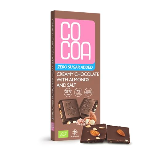 CO COA Cremige Schokolade mit Mandeln und Salz BIO 40g, Zuckerfreie Süssigkeiten, Vegane Süßigkeiten, 0% Zuckerzusatz, Keto & Low-Carb geeignet, Präbiotika aus Inulin, Ohne GVO CO COA Cremige Schokolade mit Mandeln und Salz BIO 40g, Zuckerfreie Süssigkeiten, Vegane Süßigkeiten, 0% Zuckerzusatz, Keto & Low-Carb geeignet, Präbiotika aus Inulin, Ohne GVO von Co coa