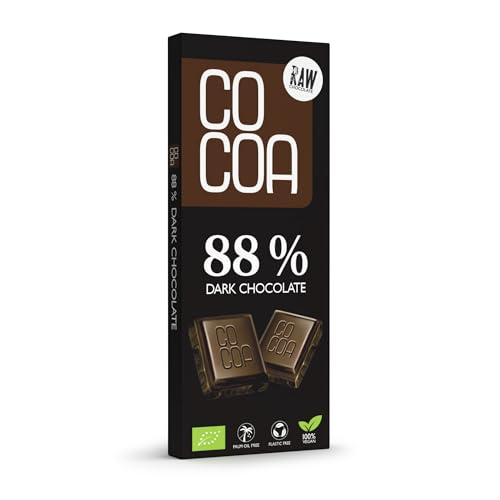 CO COA Dunkle Schokolade 88% - Zartbitter Schokolade BIO, 40g. RAW aus ungerösteten Kakaobohnen, ohne raffinierten Zucker, vegan, mit Kokosblütennektar, reine dunkle Dark Chocolate für vollen Genuss CO COA Dunkle Schokolade 88% - Zartbitter Schokolade BIO, 40g. RAW aus ungerösteten Kakaobohnen, ohne raffinierten Zucker, vegan, mit Kokosblütennektar, reine dunkle Dark Chocolate für vollen Genuss von Co coa