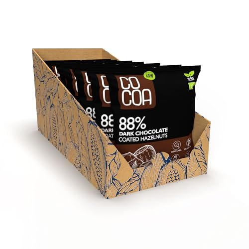 CO COA Bio Haselnüsse in dunkler Schokolade 88% - Zartbitter Schokolade, Dunkle Schokolade, 7x70g Box (490g), Vegan, Low Carb, Ohne weißen Zucker, Laktosefrei von Co coa