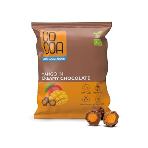 CO COA Mango in Schokolade Cremig BIO 70g - Zuckerfreie Süssigkeiten für Veganer, Heiße Schokolade mit Präbiotika, Zuckerfreie Schokolade, Ohne Laktose, GVO und Palmöl, Vegan BIO snack. von Co coa