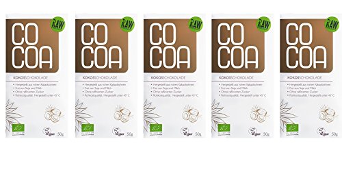 Raw Cocoa Bio Schokoladentafeln 5 x 50 g (Hell mit Kokos) von Co coa