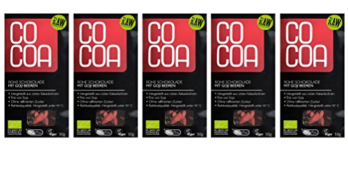 Raw Cocoa Bio Schokoladentafeln 5 x 50 g (Goji Beeren) von Co coa