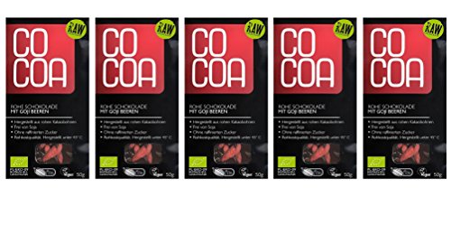 Raw Cocoa Bio Schokoladentafeln 5 x 50 g (Goji Beeren) von Co coa