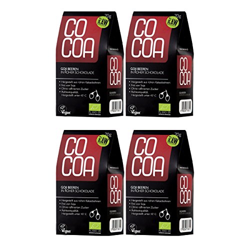 Raw Cocoa Bio Schokofrüchte 4 x 70 (Goji Beeren in Roher Schokolade) von Co coa