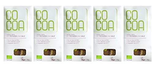 Raw Cocoa Bio Schokoladentafeln 5 x 50 g (Weiße Schokolade mit Pistazien & Salz) von Co coa