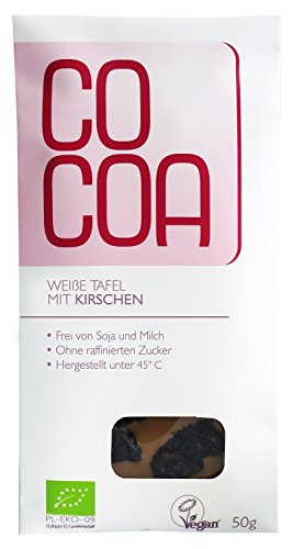 Raw Cocoa Bio Schokoladentafeln 50 g (Weiße Schokolade mit Kirschen) von Co coa